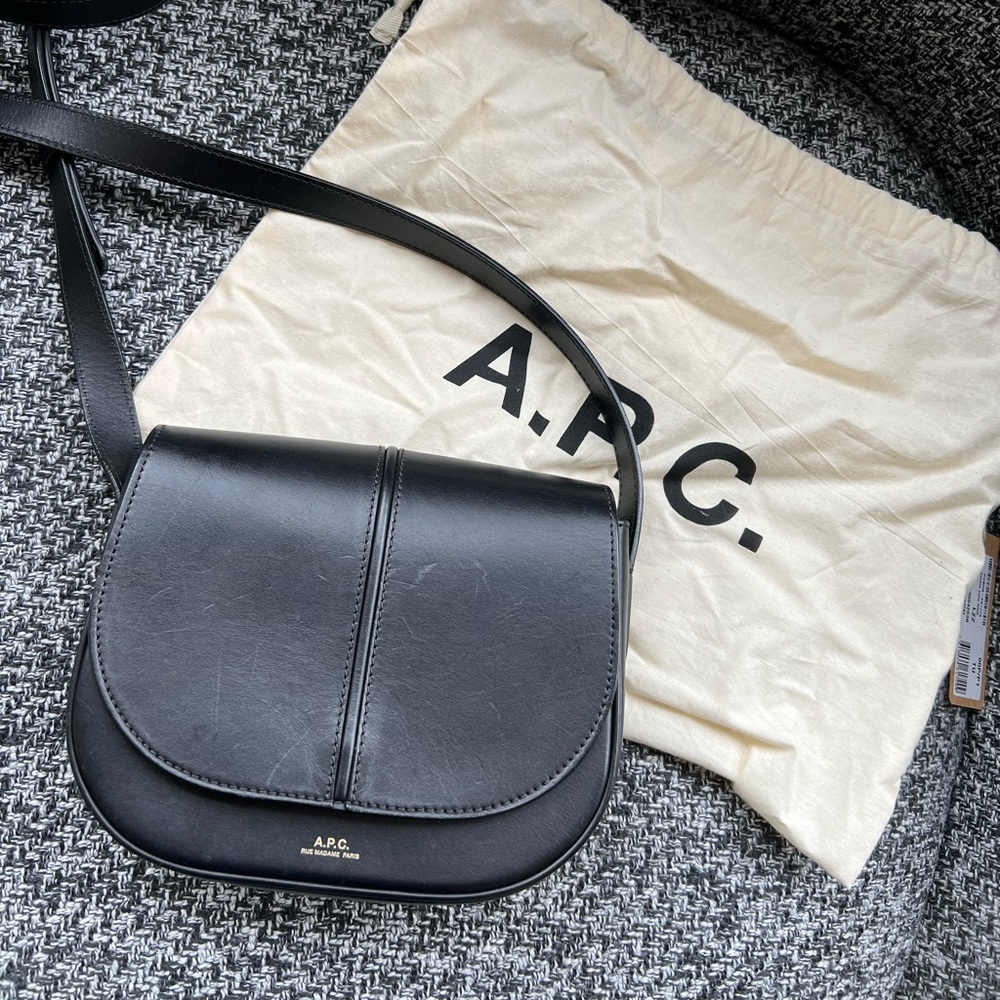 APC Betty Black Leather Crossbody Bag